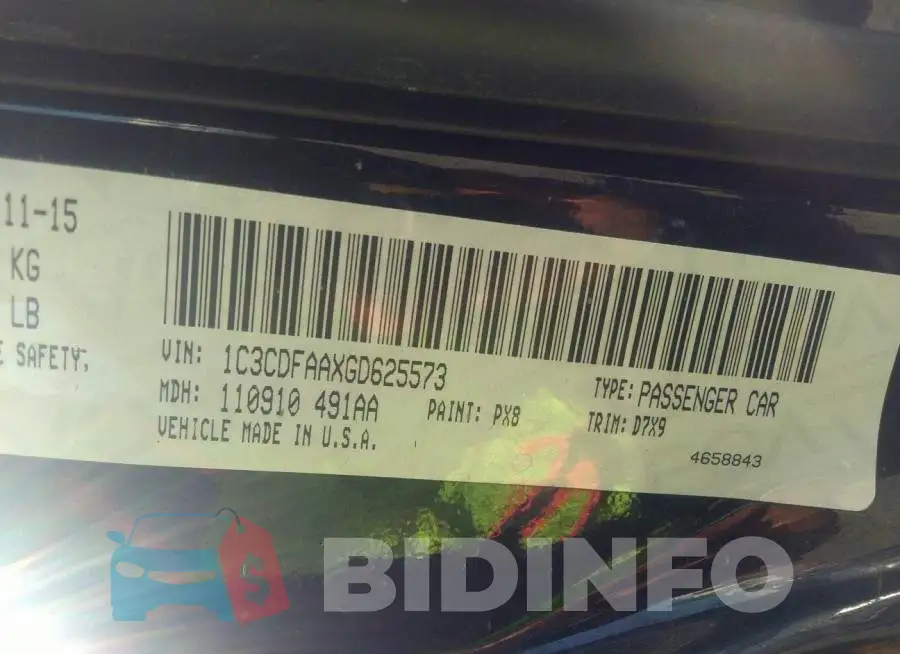 1C3CDFAAXGD625573 Photo# 9