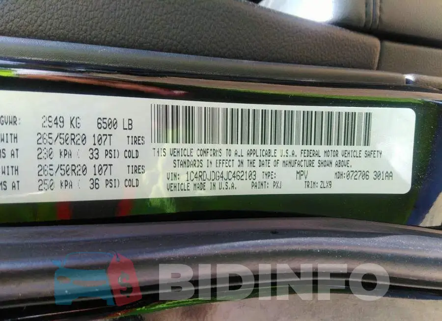 1C4RDJDG4JC462103 Photo# 9