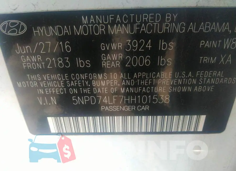 5NPD74LF7HH101538 Photo# 9