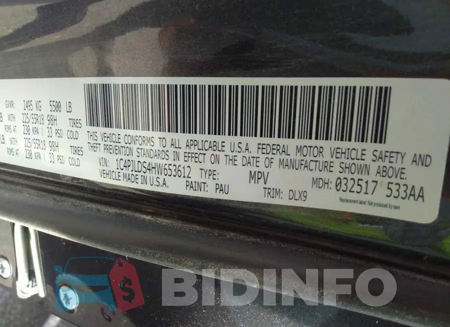 1C4PJLDS4HW653612 Photo# 9