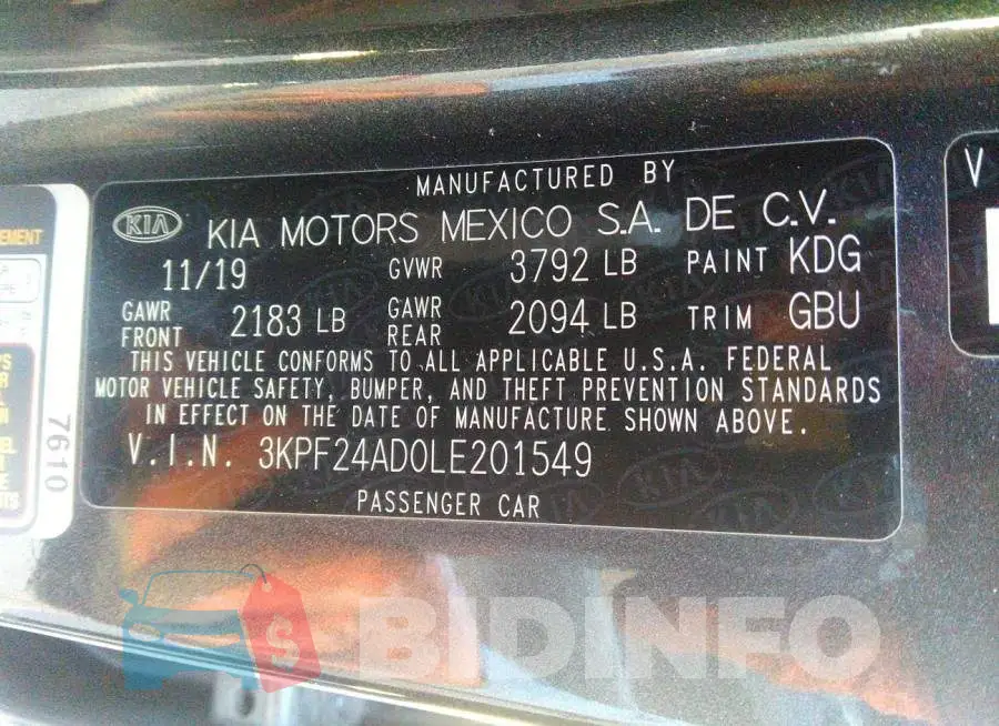 3KPF24AD0LE201549 Photo# 9