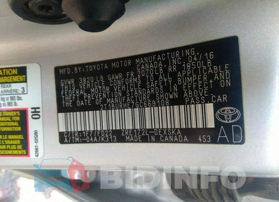 2T1BURHE7GC669108 Photo# 9