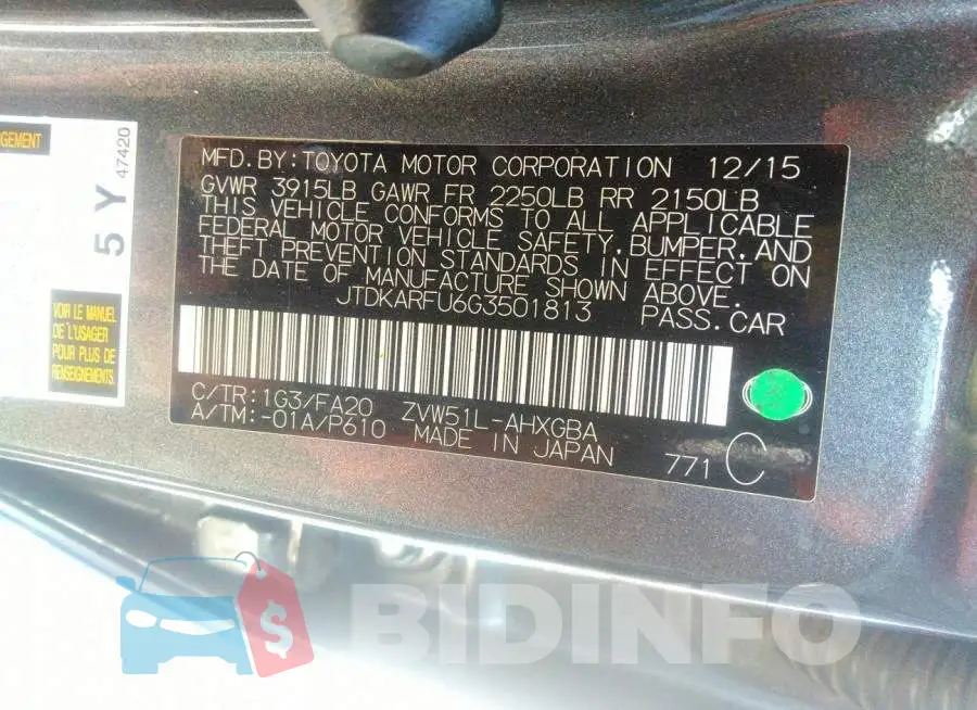 JTDKARFU6G3501813 Photo# 9