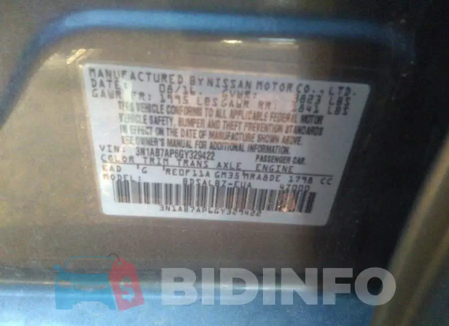 3N1AB7AP6GY329422 Photo# 9