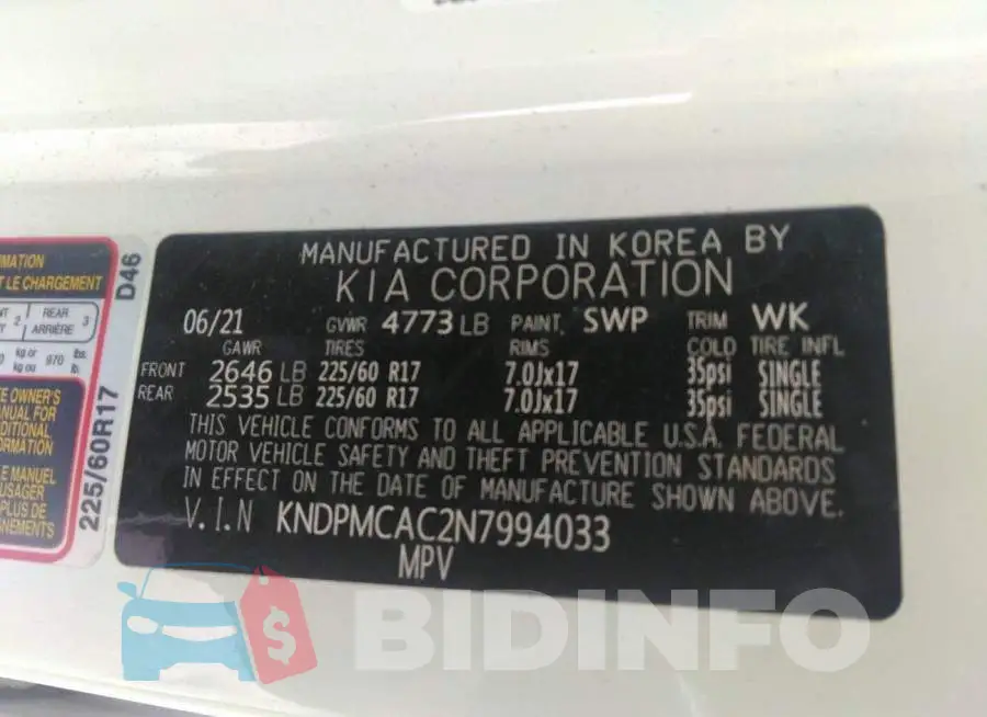 KNDPMCAC2N7994033 Photo# 9