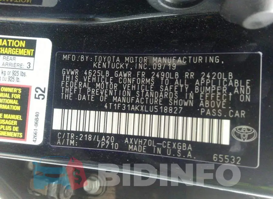 4T1F31AKXLU518827 Photo# 9