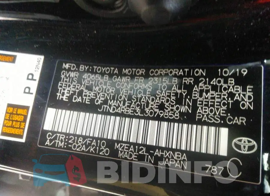 JTND4RBE3L3079858 Photo# 9