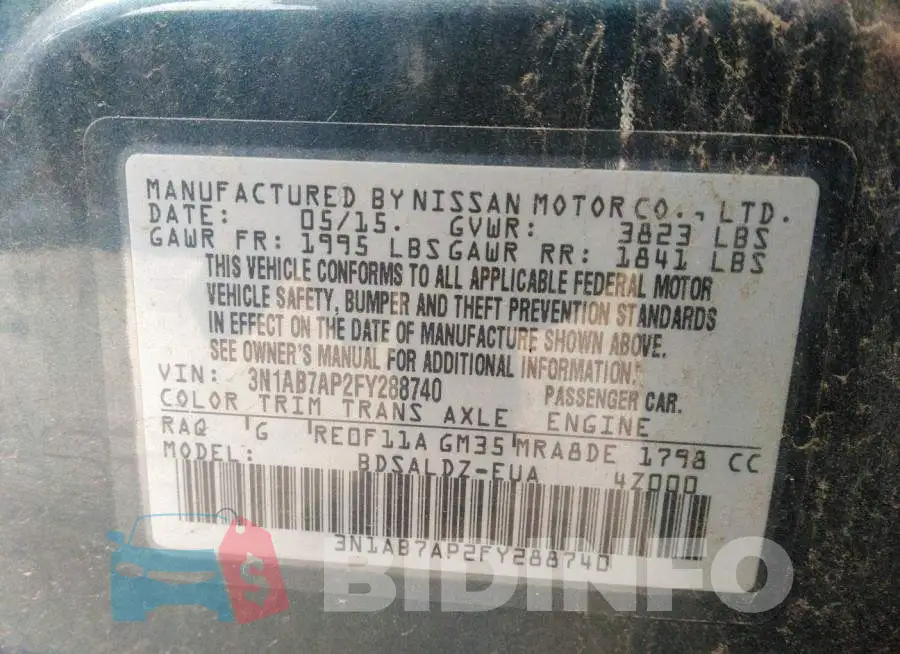3N1AB7AP2FY288740 Photo# 9