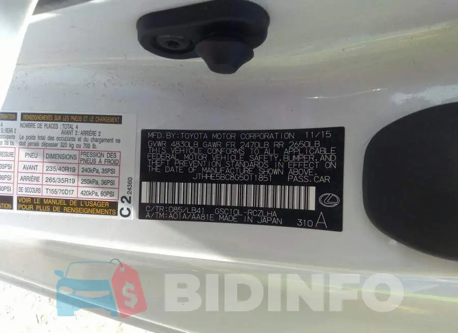 JTHHE5BC8G5011851 Photo# 9