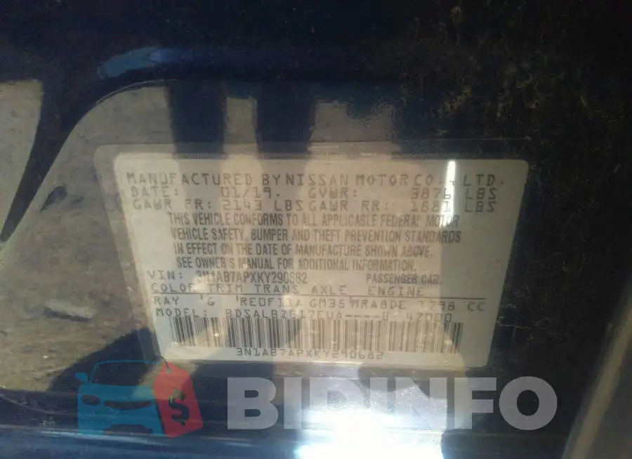 3N1AB7APXKY290682 Photo# 9