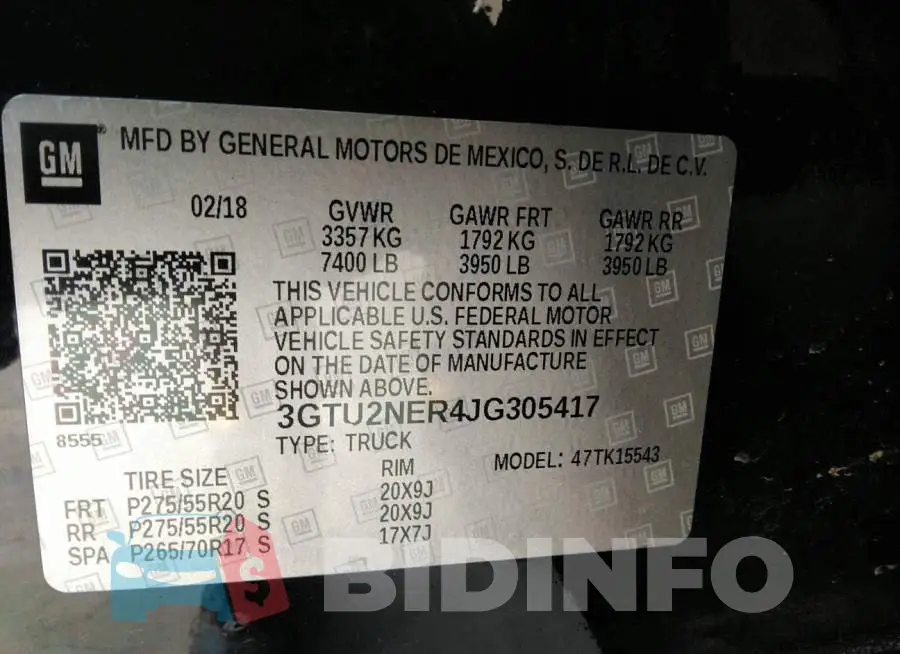 3GTU2NER4JG305417 Photo# 9