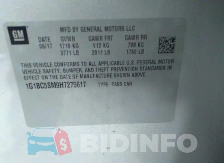 1G1BC5SM9H7275617 Photo# 9
