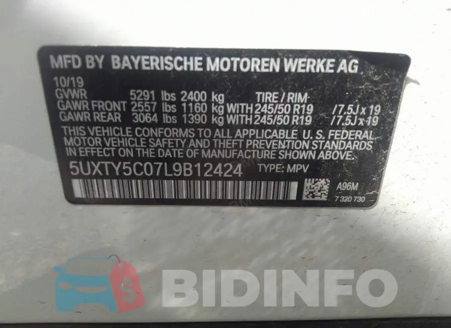 5UXTY5C07L9B12424 Photo# 9