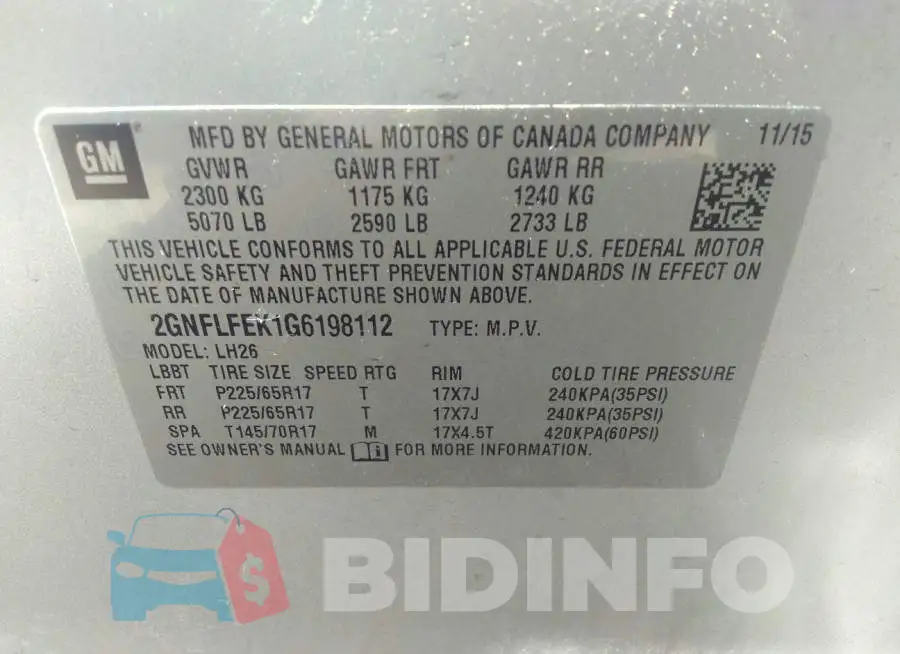 2GNFLFEK1G6198112 Photo# 9