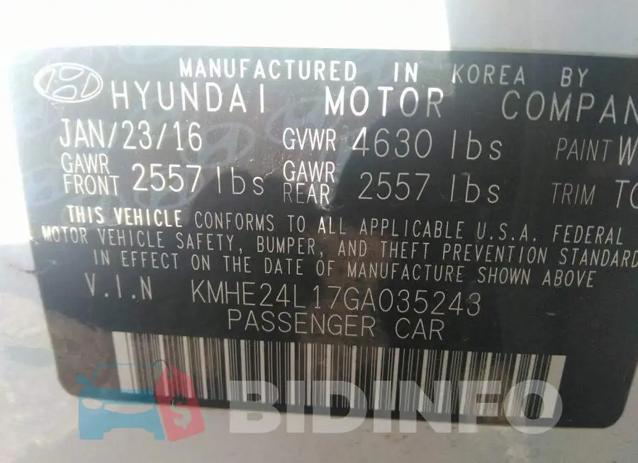 KMHE24L17GA035243 Photo# 9