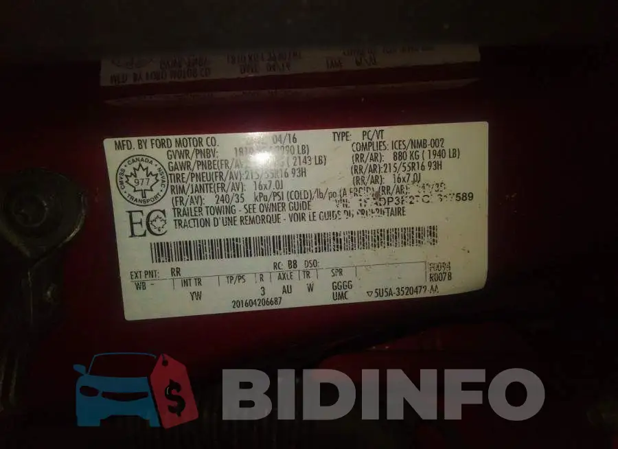 1FADP3K27GL317589 Photo# 9