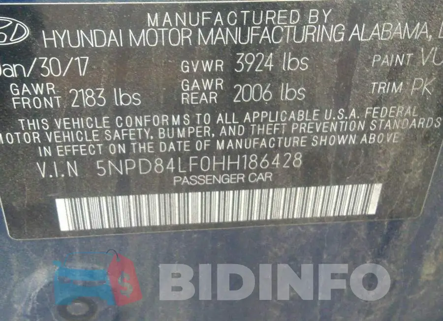 5NPD84LF0HH186428 Photo# 9