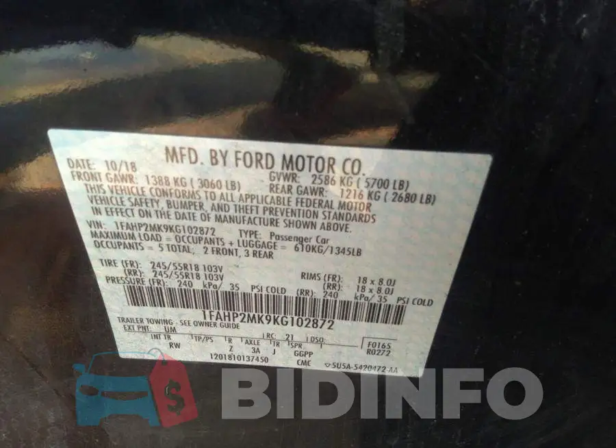 1FAHP2MK9KG102872 Photo# 9