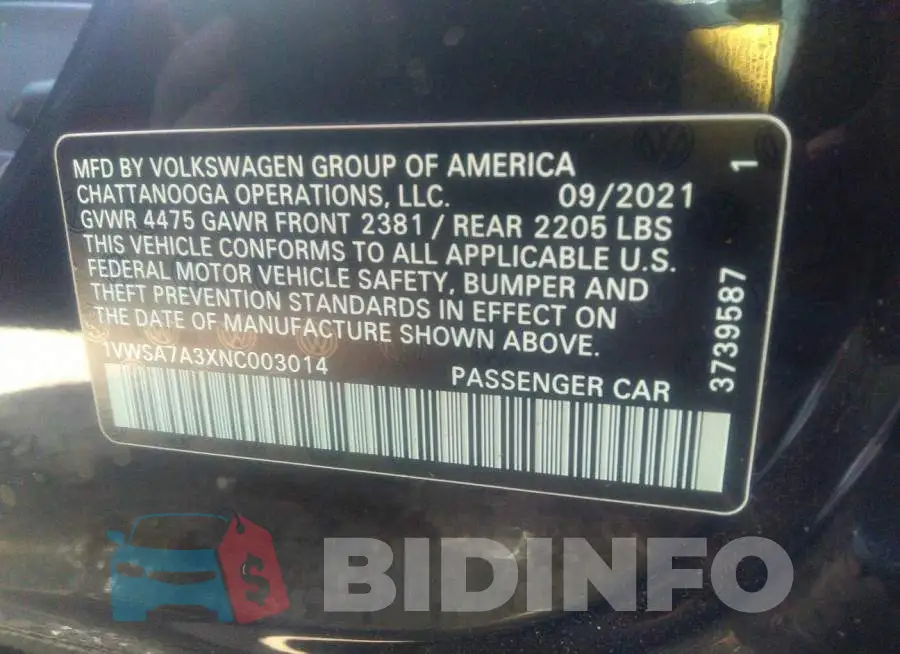 1VWSA7A3XNC003014 Photo# 9