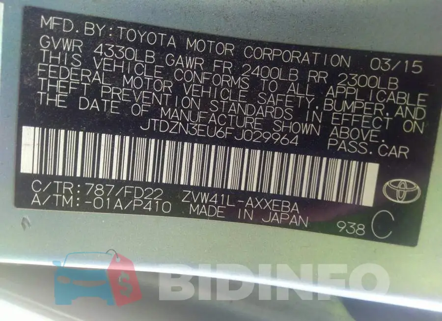 JTDZN3EU6FJ029964 Photo# 9