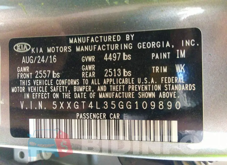 5XXGT4L35GG109890 Photo# 9
