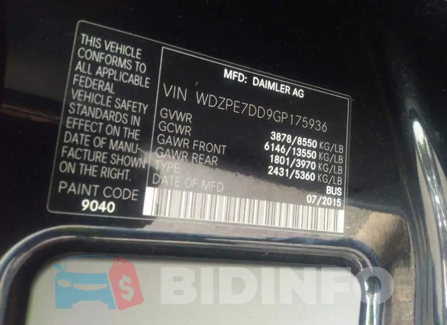 WDZPE7DD9GP175936 Photo# 9