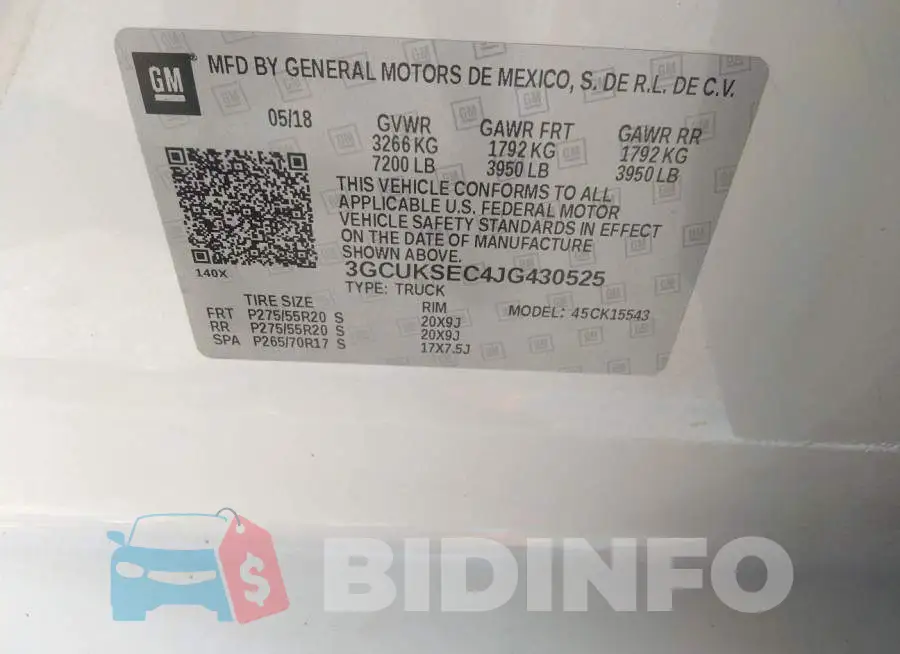 3GCUKSEC4JG430525 Photo# 9