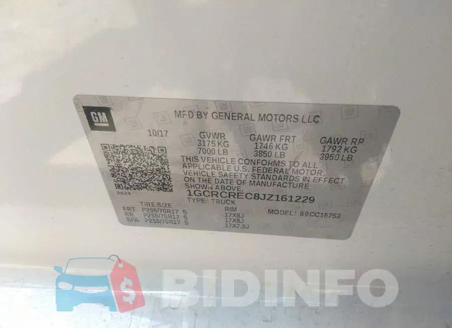 1GCRCREC8JZ161229 Photo# 9
