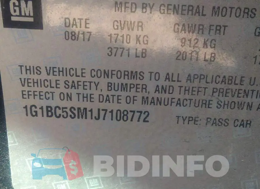 1G1BC5SM1J7108772 Photo# 9