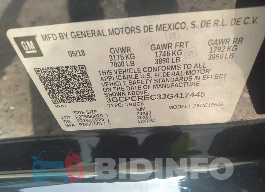 3GCPCREC3JG417445 Photo# 9