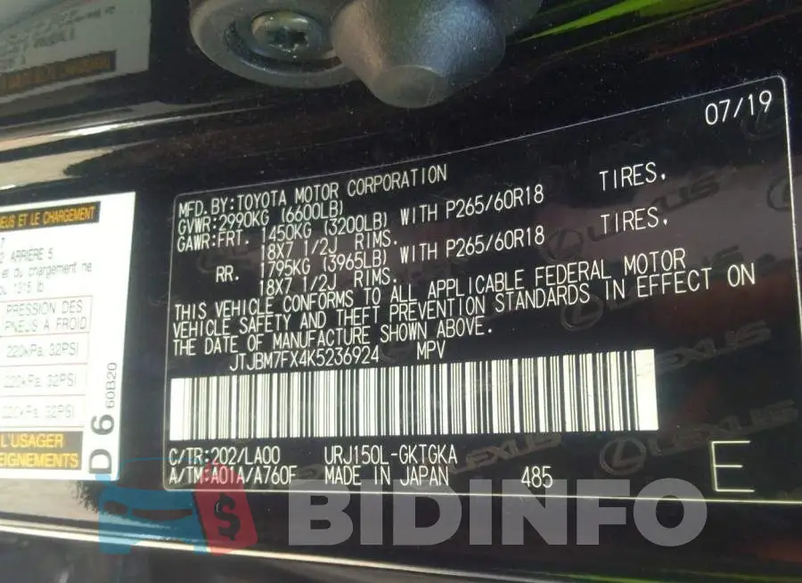 JTJBM7FX4K5236924 Photo# 9