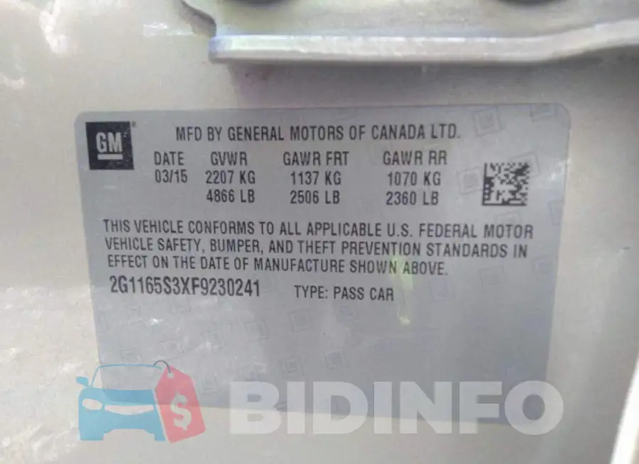 2G1165S3XF9230241 Photo# 9