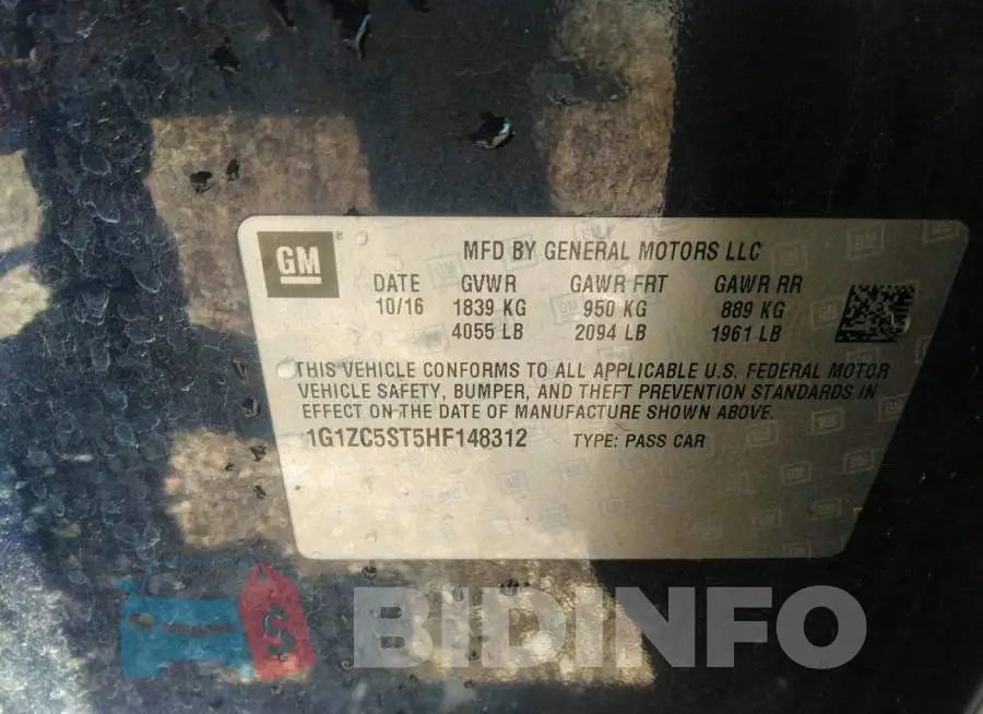 1G1ZC5ST5HF148312 Photo# 9