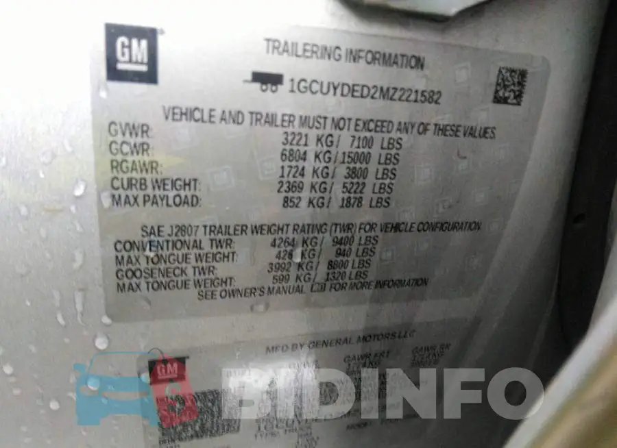1GCUYDED2MZ221582 Photo# 9