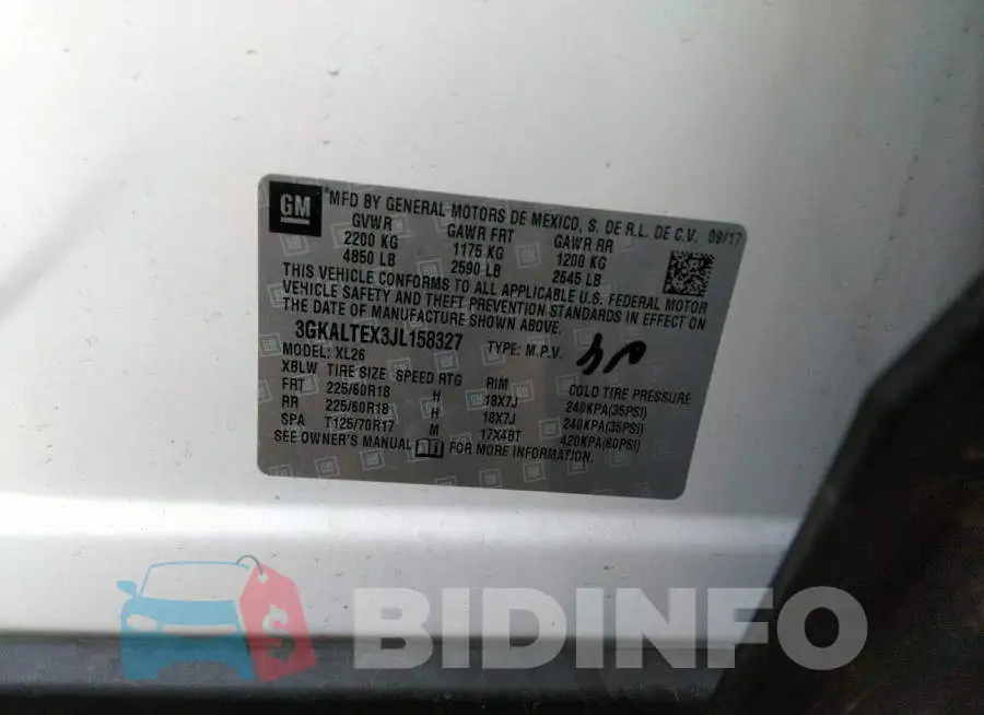 3GKALTEX3JL158327 Photo# 9