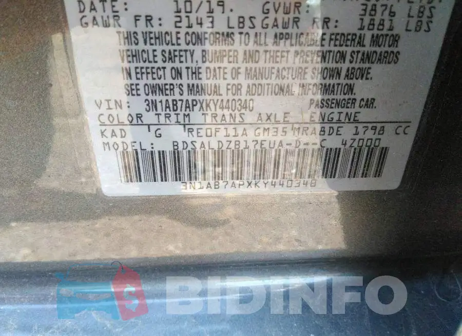 3N1AB7APXKY440340 Photo# 9