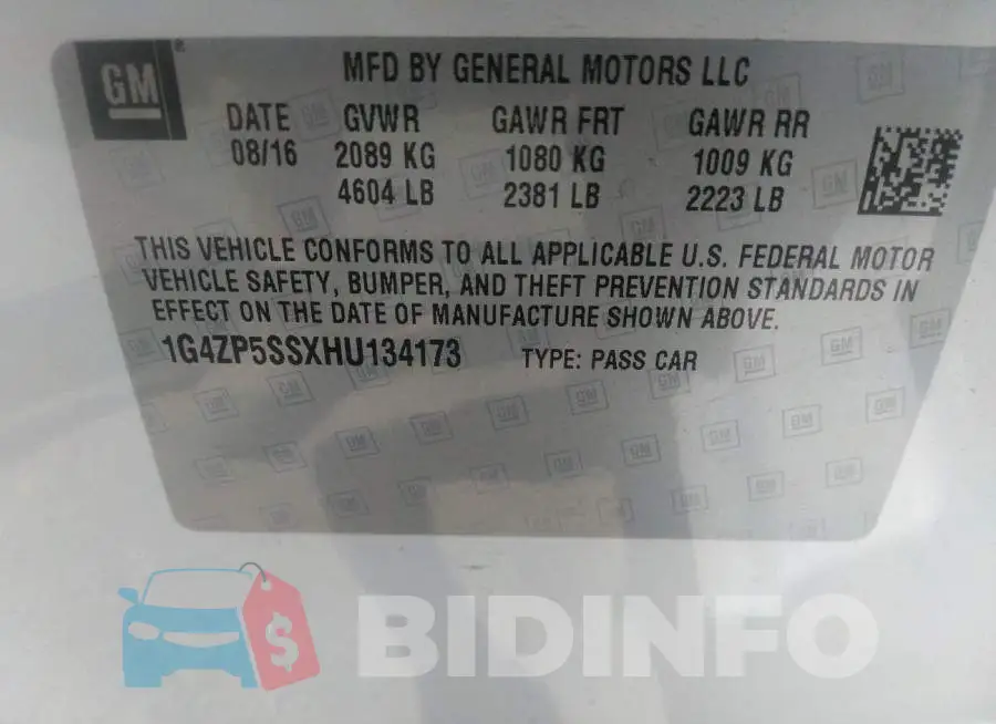 1G4ZP5SSXHU134173 Photo# 9