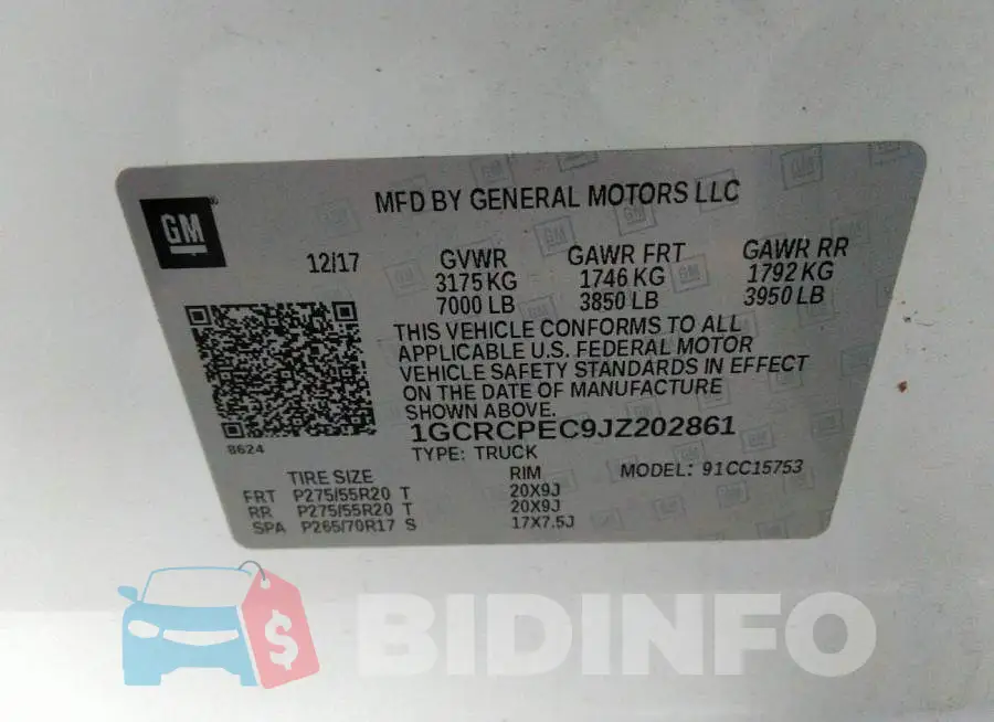 1GCRCPEC9JZ202861 Photo# 9