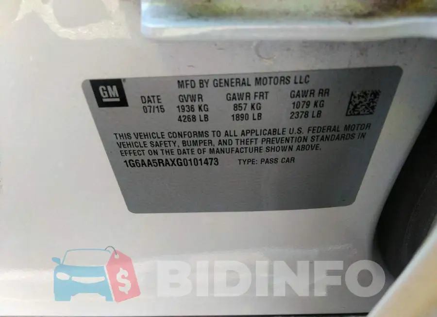 1G6AA5RAXG0101473 Photo# 9