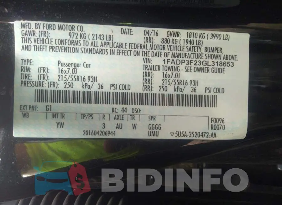 1FADP3F23GL318653 Photo# 9