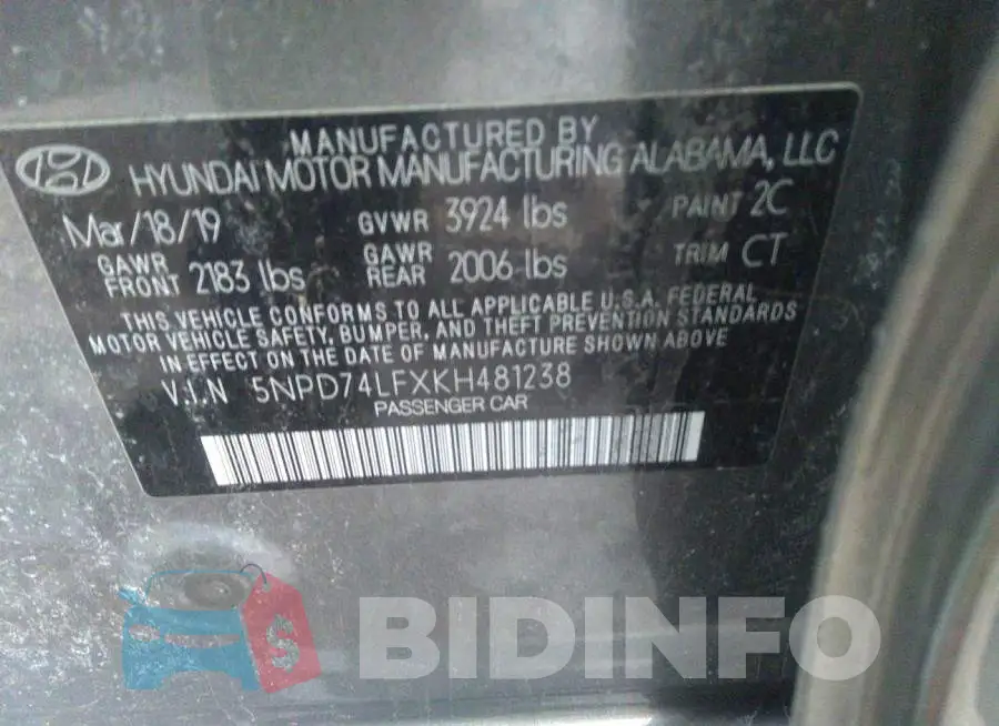 5NPD74LFXKH481238 Photo# 9