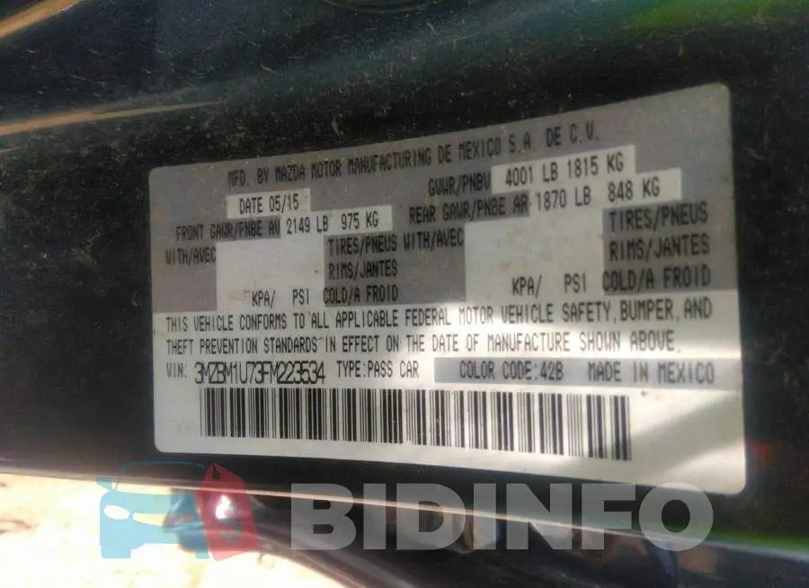 3MZBM1U73FM223534 Photo# 9