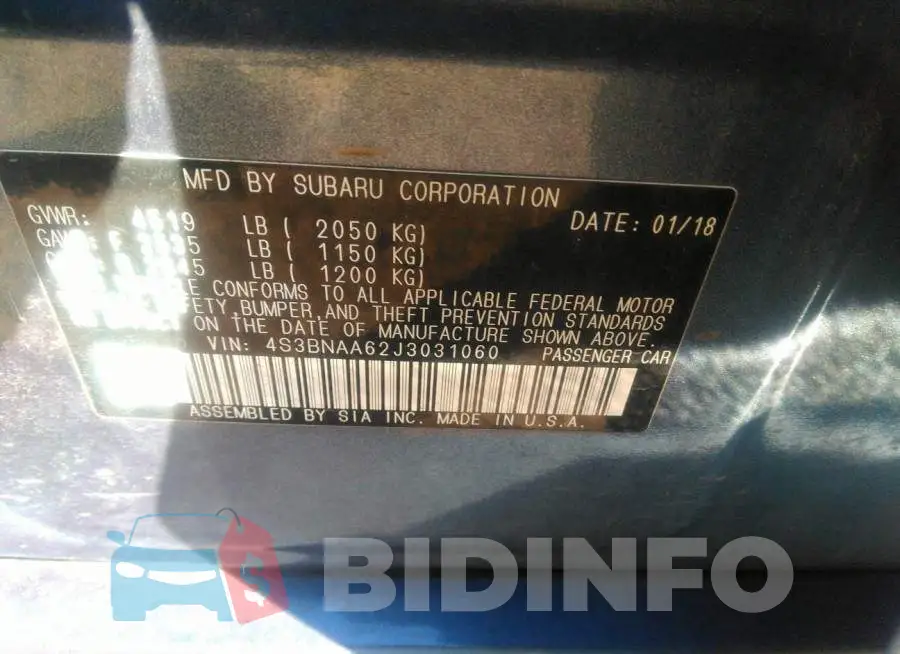 4S3BNAA62J3031060 Photo# 9