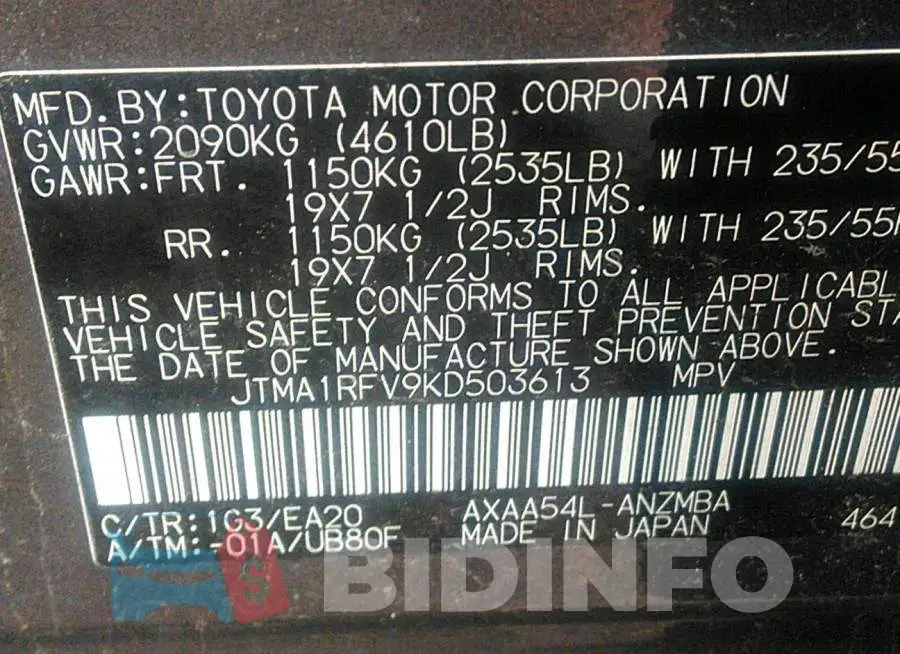 JTMA1RFV9KD503613 Photo# 9