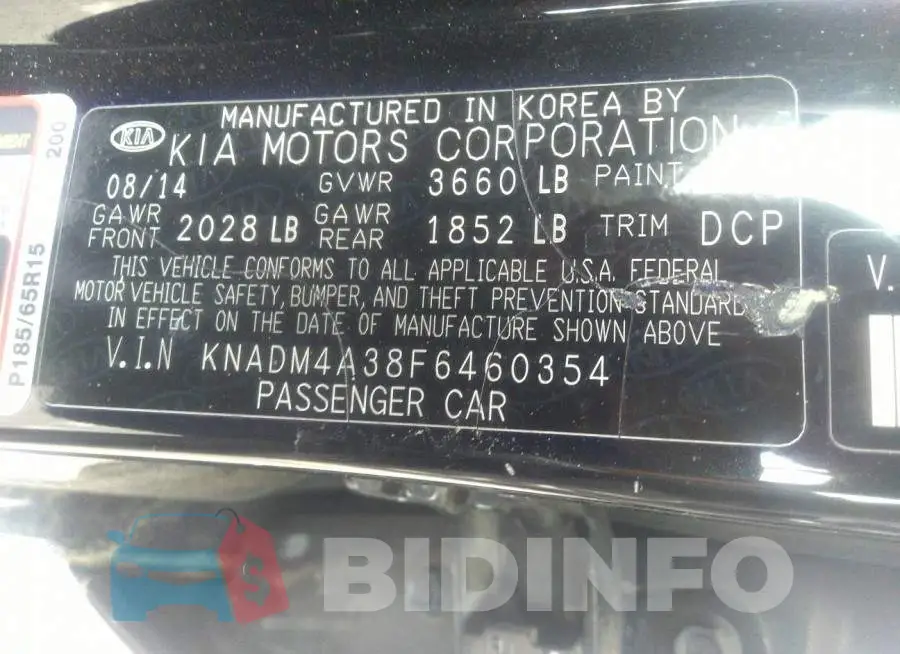 KNADM4A38F6460354 Photo# 9