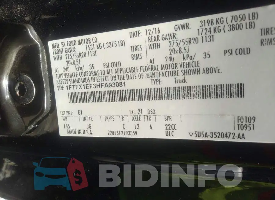 1FTFX1EF3HFA93081 Photo# 9