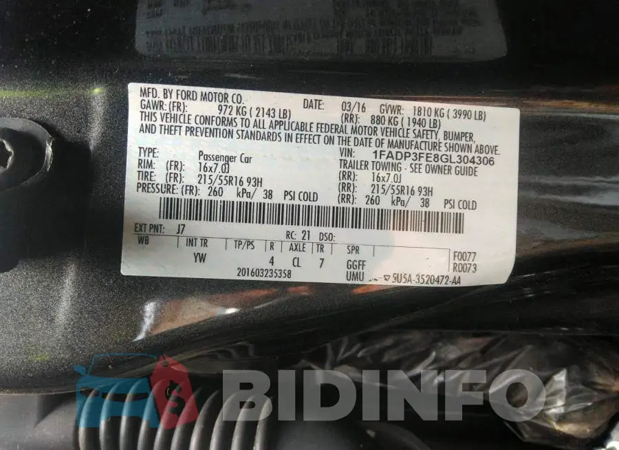 1FADP3FE8GL304306 Photo# 9