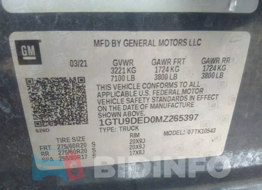 1GTU9DED0MZ265397 Photo# 9