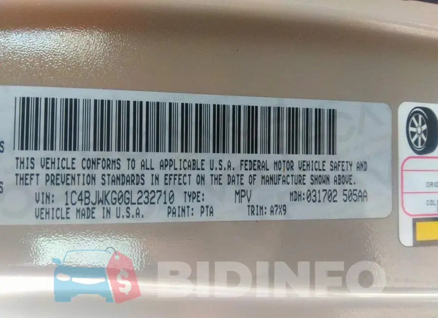 1C4BJWKG0GL232710 Photo# 9