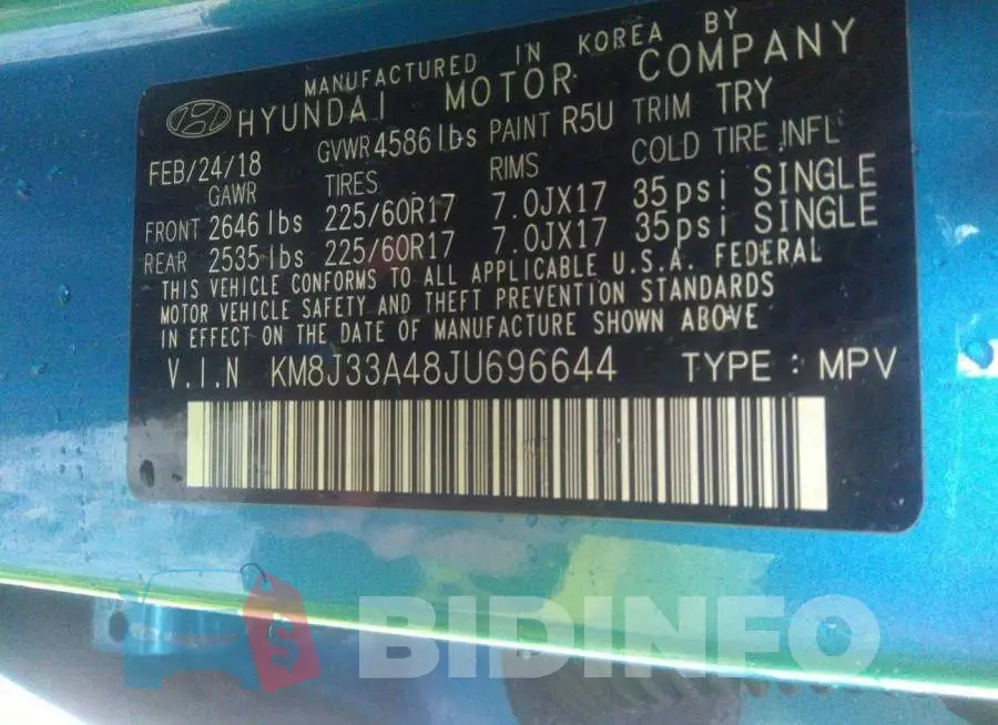 KM8J33A48JU696644 Photo# 9